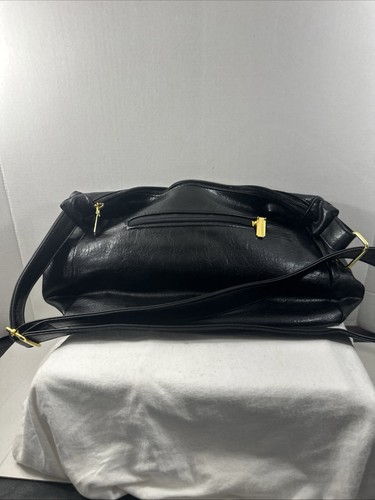 Black leather shoulder bag - black,